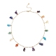 Natural & Synthetic Mixed Gemstone Chips Charm Bracelet and Necklace SJEW-JS01234-7