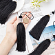 GORGECRAFT 8PCS Large Tassel Key Colorful Handmade Silky Floss Tiny Craft Tassels with Transparent Cube Beads for DIY Craft Accessory Home Decoration(Black) AJEW-GF0004-66D-3