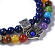 Two Loops Natural Lapis Lazuli(Dyed) & Natural/Synthetic Mixed Stone Beads Warp Stretch Bracelets BJEW-JB04223-05-2