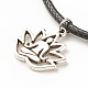 Collier pendentif lotus en alliage avec cordon en similicuir NJEW-JN03863-02-1