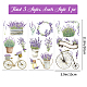 GLOBLELAND 3Pcs Lavender Theme Decor Transfers 6x12 inch Furniture Transfer Stickers Plants Wall Art Decals for Bedroom Living Room Desk Table Decoration DIY-WH0404-008-4