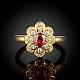 Flor de bronce anillos de circonio cúbico clásicos para las mujeres RJEW-BB01936-8G-2