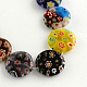 Flat Round Handmade Millefiori Glass Beads Strands LK-R004-64-1