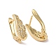 Rack Plating Brass Micro Pave Cubic Zirconia Hoop Earring Findings with Latch Back Closure ZIRC-C039-08G-1