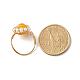 女の子の女性のための天然宝石の指輪  ラウンドシェルパールビーズリング  真鍮製ワイヤーラップリング  ゴールドカラー  usサイズ7 3/4(17.9mm) X1-RJEW-TA00012-9