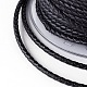 編み紐  革のアクセサリーコード  ジュエリーDIY製版材料  ブラック  3mm  約5.46ヤード（5m）/ロール WL-I003-3mm-D-05-3