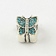Schmetterling antike silberne Ton-Legierung Strass europäischen Perlen X-MPDL-R036-100D-1