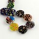 Flat Round Handmade Millefiori Glass Beads Strands LK-R004-64-2