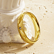 矢印模様のステンレス鋼の指輪女性用  ラインストーン付き  18KGP本金メッキ  usサイズ7（17.3mm） HA9923-2-3