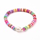 Bracelets extensibles de perles heishi en argile polymère BJEW-JB05707-06-1