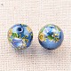 Flower Picture Printed Glass Round Beads GLAA-J087-12mm-B02-2