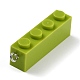 オペークアクリルパーツ  プラチナ鉄ループ付き  長い長方形のビルディングブロックチャーム  黄緑  35.5x7.5x11.5mm  穴：2mm MACR-B0001-01F-3
