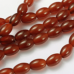Abalorios de piedras preciosas hebras, cornalina naturales, oval, rojo, aproximamente 12 mm de ancho, 8 mm de diámetro, agujero: 1.2~1.5 mm, aproximamente 32 pcs / cadena, 14.5 pulgada
