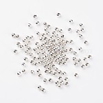 Perlas de espaciador de hierro, redondo, color plateado, 4mm, agujero: 1.5 mm