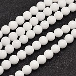 Natürliche Malaysia Jade Perlen Stränge, gefärbt und erhitzt, Runde, weiß, 8 mm, Bohrung: 1.0 mm, ca. 48 Stk. / Strang, 15 Zoll
