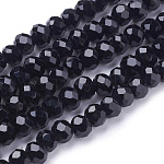 Chapelets de perles en verre, facetté (32 facettes), ronde, noir, 4mm, Trou: 1mm, Environ 98 pcs/chapelet, 13.7 pouce