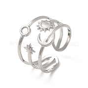 Star & Moon & Sun 304 Stainless Steel Open Cuff Ring Findings STAS-E066-10P