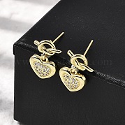 Серьги-гвоздики в форме сердца из латуни с прозрачным кубическим цирконием EJEW-L261-015G