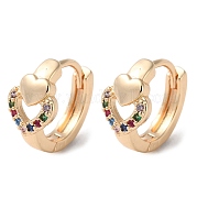 Серьги-кольца из латуни с микропаве и стойким цирконием EJEW-P238-10KCG