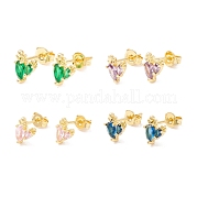 Серьга-гвоздик из латуни с кубическим цирконием EJEW-C021-04G