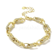 Braccialetti da donna con catena a maglie ovali in ottone placcato con micro pavè di zirconi trasparenti,  cadmio& piombo libero, placcato di lunga durata, vero placcato oro 18k, 7-1/4 pollice (18.3 cm)
