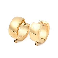 Orecchini a cerchio huggie in acciaio inossidabile 304, placcatura ionica (ip), con il ciclo, vero placcato oro 18k, 14.5x13x6mm, Foro: 1 mm, ago :0.9mm