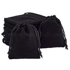 Pochettes rectangle en velours, bonbons sacs cadeaux fête de noël mariage faveurs sacs, noir, 9x7 cm