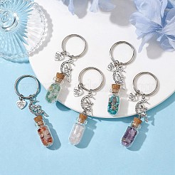 5 porte-clés pendentif bouteille de souhait en verre&nbsp;KEYC-JKC00717