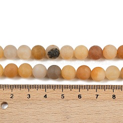 Mattiert runde natürlichen gelben Aventurin Perlenstränge&nbsp;G-J338-06-8mm