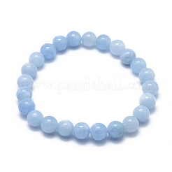 Bracelets extensibles en perles de jade blanches naturelles et teintes&nbsp;BJEW-K212-A-018