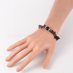 Bracelets élastiques de perles de quartz fumé naturel&nbsp;BJEW-JB02131-05