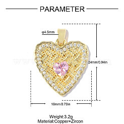 Valentinstag-Anhänger aus Messing mit Zirkonia&nbsp;KK-OY001-30G