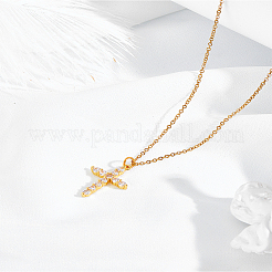 1 Stück Messing Kristall Strass drehbare Kreuz Anhänger 304 Edelstahl Kette Halsketten&nbsp;NJEW-LP0009-59