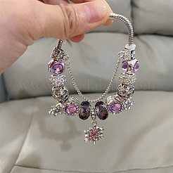 Bracelets à breloques en alliage de perles européennes en forme de flocon de neige&nbsp;FS-WG690AF-01