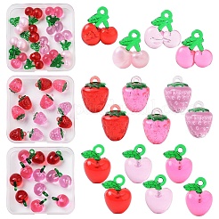 12 pz 3 colori resina trasparente e acrilico 3d ciondoli di frutta&nbsp;FIND-YW0006-01