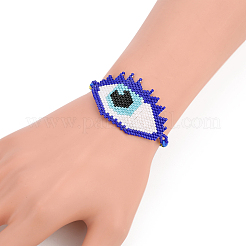Bracelet en perles de verre tressées avec double pompon&nbsp;BJEW-A121-09A