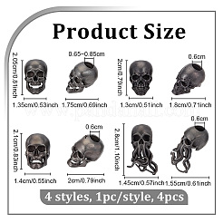 4 pièce 4 styles de perles européennes en laiton&nbsp;KK-OC0001-95B