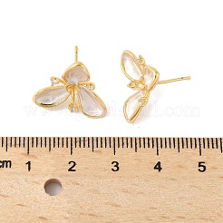 Orecchini a bottone in ottone e argento sterling con fiore&nbsp;KK-M326-02G