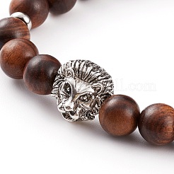 Bracelets extensibles ronds en bois naturel&nbsp;BJEW-JB05849-04