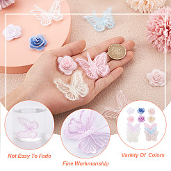 24 stücke 12 stil 3d rose organza spitze stickerei & schmetterling ornament zubehör&nbsp;DIY-BT0001-48