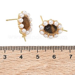 Ohrsteckerrohlinge aus Messing und ABS-Kunststoff mit Imitationsperlen&nbsp;KK-C172-14A-G