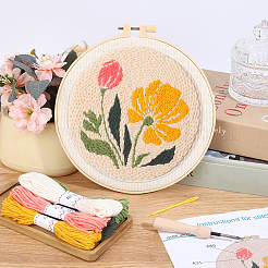 Starter kit per ricamo con punch a motivo floreale&nbsp;DIY-WH20007-743B