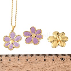 Set di orecchini a perno e collane con pendente a forma di fiore in acciaio inossidabile 304 smaltato per donna.&nbsp;SA-CBA46AF-19G