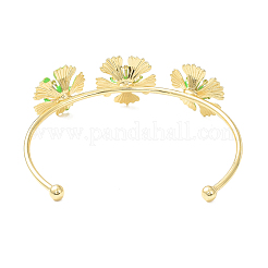 Fiore in lega con polsino aperto da donna in finta perla con perline&nbsp;BJEW-D054-02G-02