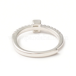 Bague réglable avec lettre initiale en zircone cubique transparente&nbsp;RJEW-C052-01P-E