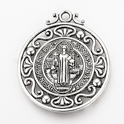 Tibetischer stil Aluminium Anhänger & Charms&nbsp;TIBEP-Q078-01AS-RS