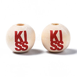 Perles européennes en bois naturel non fini&nbsp;WOOD-S057-065