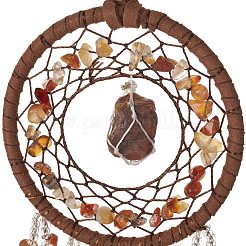 Ragnatela/rete intessuta di pietre preziose di ferro con decorazioni pendenti di piume&nbsp;AJEW-A047-01