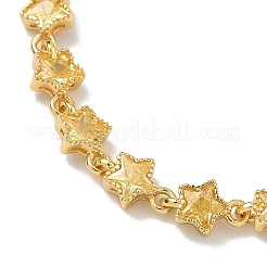 Bracciali a catena con maglie in ottone e zirconi cubici a forma di stella per donna&nbsp;BJEW-P385-03G-07
