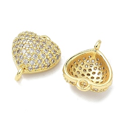 Messing Micro Pave klare Zirkonia Herz Verbindungsstück Charms&nbsp;KK-I476-16G